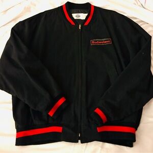 Budweiser Black jacket with Red and Green Logo vintage
